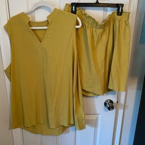 Yellow Sleeveless Top and Short Set